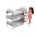 thumbnail image 4 of Badger Basket Scrollwork Metal Triple Bunk Bed with Ladder, Bedding for 18 inch Dolls - Silver/Pink, 4 of 7