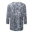 thumbnail image 5 of Besolor 3/4 Manches Chemises pour Femmes 2024 Mode Scintillante Tops pour Femmes Col Rond Casual Sortir Tunique Tee Tops Gris 2, 5 of 5