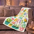 thumbnail image 6 of Bee Garden Whimsical Cartoon Bees Flowers, Festive Botanical Garden Scene, Warm Flannel Blanket for Sunroom and Reading Nook, Garden Lovers Valentine's Day Gift, Botanical Home Decor, 6 of 9