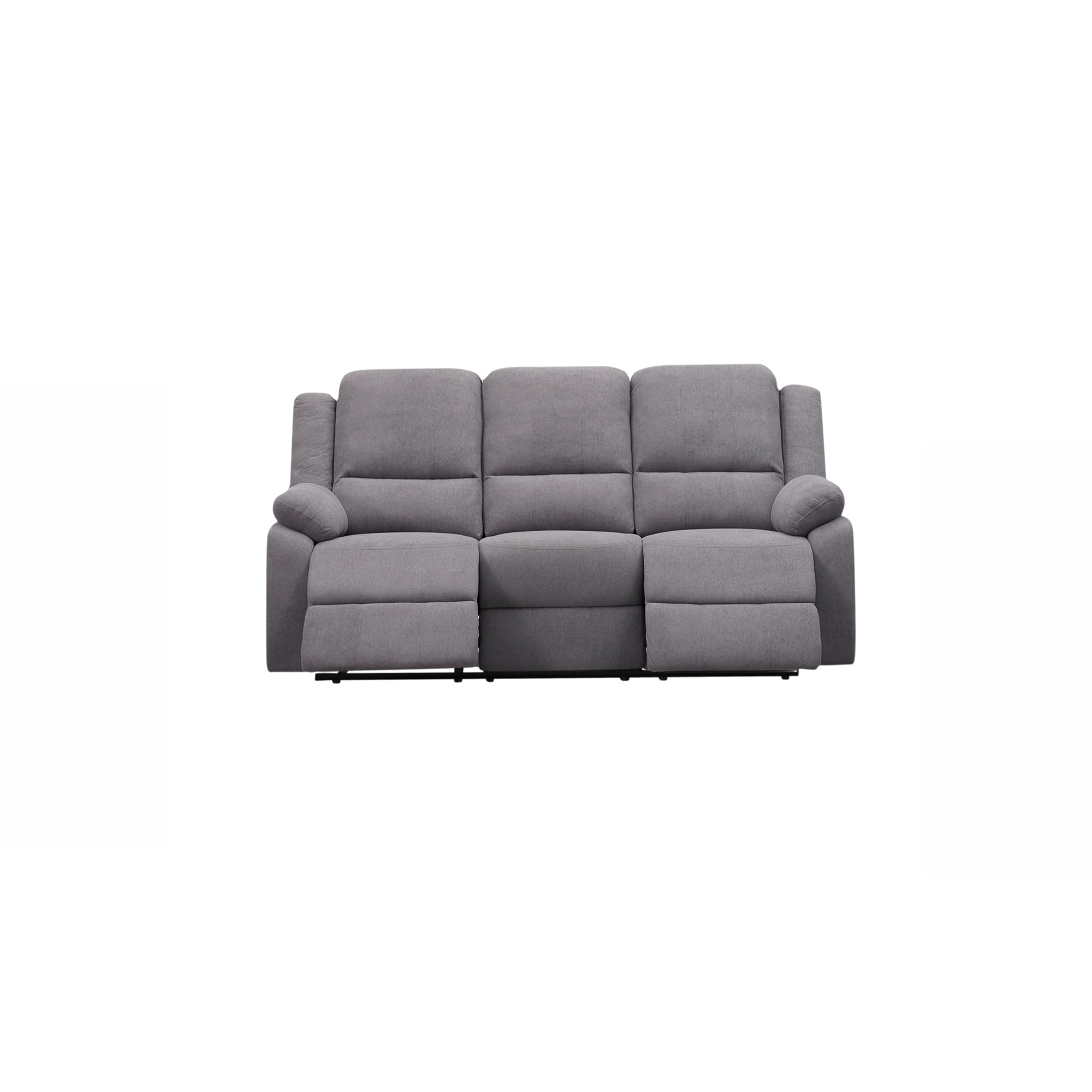 Grey 3-Seat Reclining Sofa - Modern Microfiber Living Room Couch