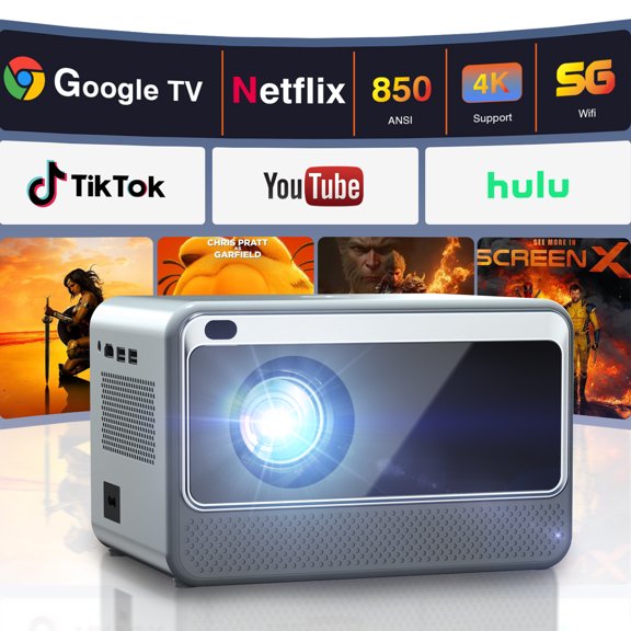 Portable Projector with 5G WiFi & BT 5.3,Mini Projector Native 1080P,Outdoor Movie Projector for Bedroom,Portable Home Theater,Easy Setup with Phone/Laptop/TV Stick