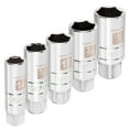 thumbnail image 3 of CARBYNE 5 Piece Spark Plug Socket Set - SAE & Metric, 5/8", 3/4", 13/16", 14mm, 18mm Sizes,  3/8" Dr., 6 Point, Chrome Vanadium Steel, Mirror Polish, Rubber Retainers, High Visibility Size Markings, 3 of 6