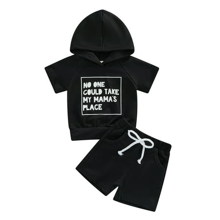 

Toddler Baby Boy Hoodie Outfits Kids Sleeveless/Short Sleeve Hooded Shirt Top+Drawstring Shorts Pants