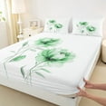 thumbnail image 3 of jejeloiu Green Flower Floral Full Size Sheets,Natural Plant Theme Bed Sheets,Modern Minimalsit Aesthetic Sheet Sets For Girls,Super Cozy Room Decor,4pcs, 3 of 7