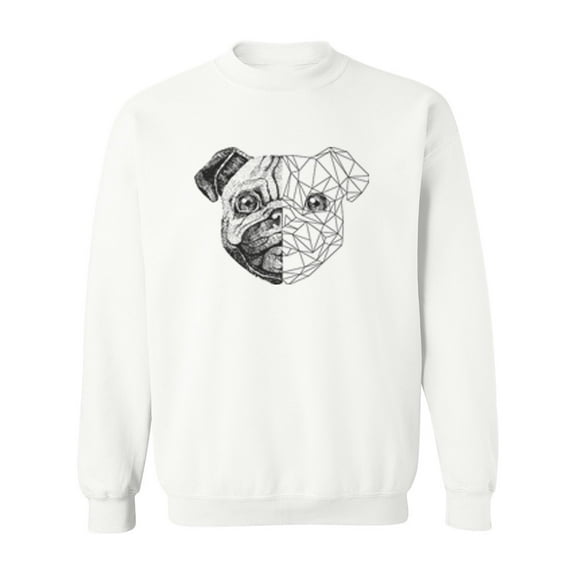Realistic And Polygonal Pug. Sweatshirt Men -Image by Shutterstock, Male XX-Large