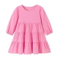 thumbnail image 4 of Vividxx Girls Dresses Long Sleeve Fall Dress Ruffle A-Line Cute Casual Dress Solid Color Daily Wear Party 7-8 Years, 4 of 5