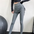 thumbnail image 4 of Yoga Pants Drawstring Folds Sexy Fake Two Pieces Leggings Skirt For Running, 4 of 5