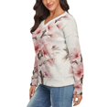 thumbnail image 2 of Cherry Blossom Pink V-neck Sweater Winter Clothes Long Sleeve Knitwear Sweater Women's Pullover, 2 of 5