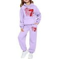 thumbnail image 3 of GUNIA Kids Boy's Active Tracksuits Sets Girls Casual Print Fleece Hooded Warm Jogger Outfit With Pocket Boys Sweatsuits Light Purple 11-12 Years, 3 of 6