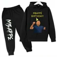 thumbnail image 3 of Conjunto de sudadera y pantalones con estampado de Mbappé para niños, primavera y otoño, ropa deportiva de 2 piezas para niños y niñas, ropa para niños, 3 of 5