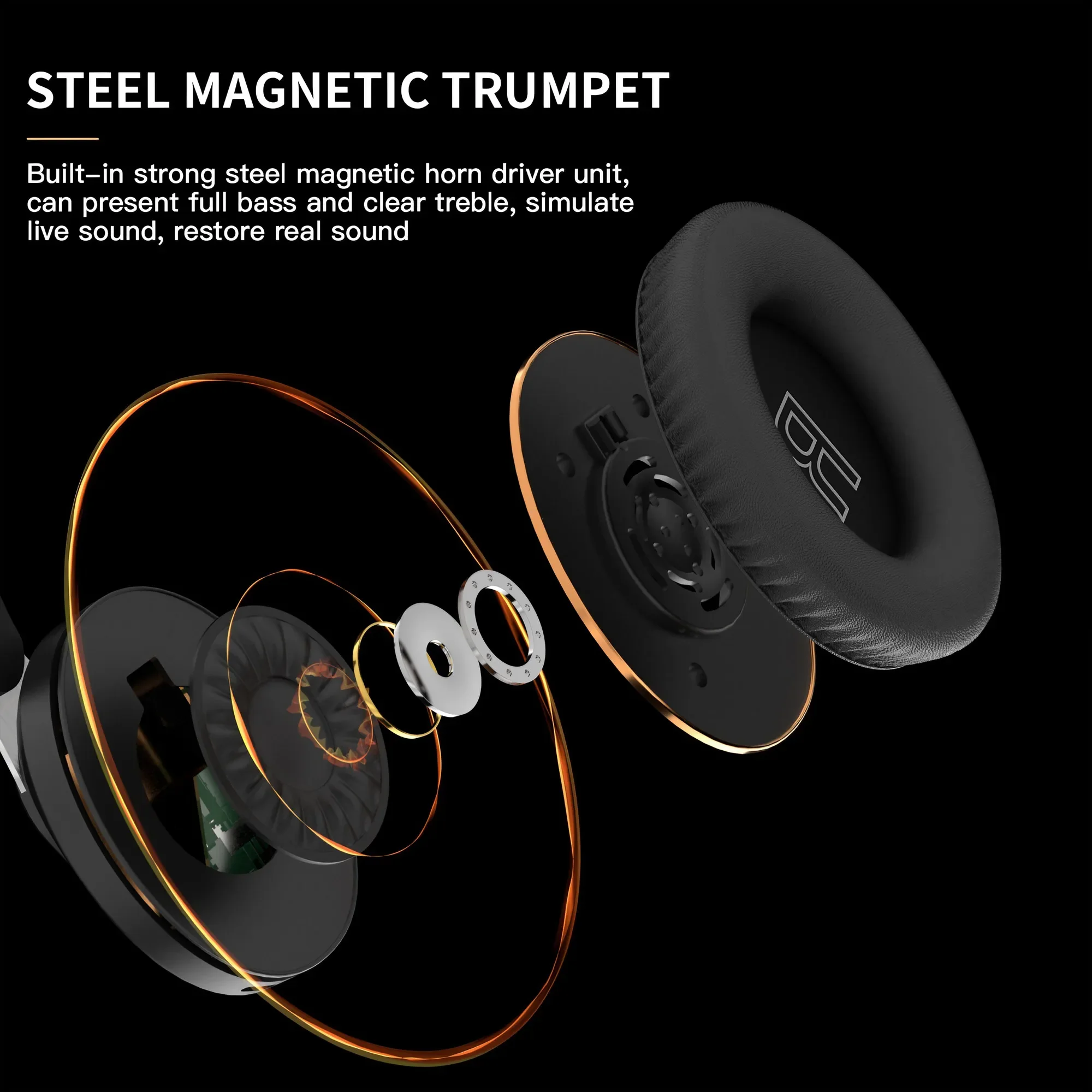 STONEGO Bluetooth Folding Headphones - Over-ear Wireless Headphones, HIFI Sound Effect, with Microphone - Great for PC Games, Music and Hands-free Calls - Comfortable and Adjustable Design