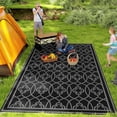 thumbnail image 2 of Outsunny Reversible Outdoor RV Rug, 9' x 18', Lantern, Black & Grey, 2 of 10