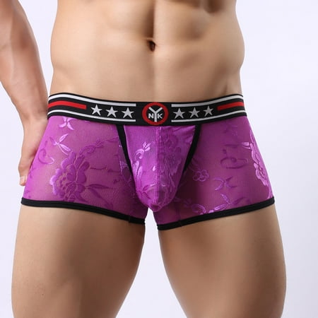 

Mishuowoti Men s New Lace Underwear Transparent Air Low Waist Briefs