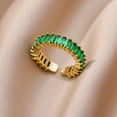 thumbnail image 3 of Adjustable Electroplated Geometric Copper Ring with Rainbow Zircon Rhinestones, Simple Style Unisex Ring for Women, 3 of 5