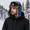 thumbnail image 6 of TKKCS Unisex Winter Plaid Trapper Hat with Matching Goggles Faux Fur Ear Flaps Windproof Warm Ski Hat Blue Free Size, 6 of 6