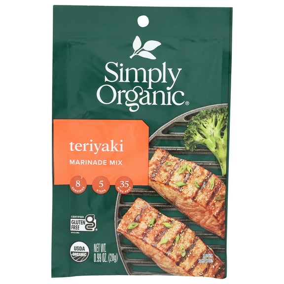 (Pack 12), Simply Organic Teriyaki Marinade Mix, 0.99 oz
