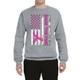 thumbnail image 2 of Wild Bobby Back the Pink American Flag Breast Cancer Awareness Unisex Crewneck Sweatshirt, Heather Grey, X-Large, 2 of 6