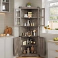 thumbnail image 4 of Huisuilinss 67" Tall Corner Cabinet with LED Lights, Farmhouse Corner Cabinet with Doors and 5 Shelves, 5-Tier Bathroom Cabinet,Corner Storage Cabinet For Living Room, Dining Room, 4 of 8