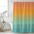 thumbnail image 4 of Burnt Orange Teal Striped Bathroom Shower Curtains with 12 Hooks Polyester Waterproof Shower Curtain for Stalls and Bathtubs Farmhouse Gradient Line Decorative Bathroom Privacy Curtain 60x72 Inches, 4 of 9