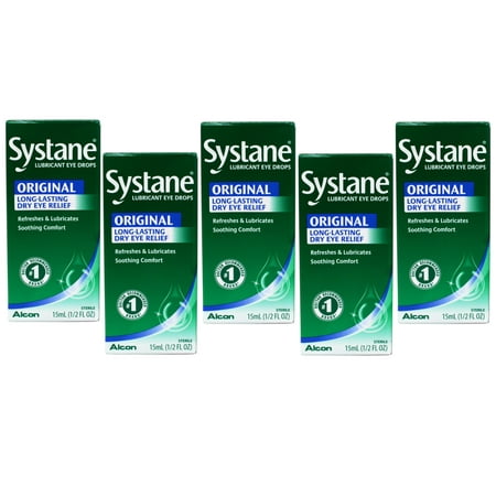 5 Pack - Systane Original Long-Lasting Dry Eye Relief, Refreshes & Lubricates, Soothing Comfort, 0.5 FL OZ (15ml)