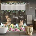 thumbnail image 5 of Happy Easter No Hooks Shower Curtain with Snap-in Liner Spring Khaki Bunny Pink Rose Flower Leaf Plants Wood Grain Shower Curtains for Bathroom, Waterproof, Easy Install, Washable 72"x72", 5 of 9