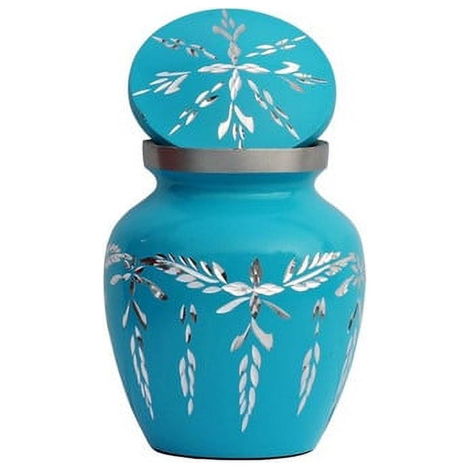 SHREYAS Aluminium SKY BLUE SL DZ Medium Size Cremation URNs Keepsake Vase of Human & Pet Ashes