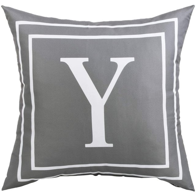 Funda de almohada gris Alfabeto inglés Y Funda de almohada Funda de cojín moderna Funda de almohada cuadrada Decoración para sofá Cama Silla Coche 18 x 18 pulgadas JFHHH pequeña