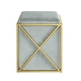 thumbnail image 2 of Chic Home Zeleeka Ottoman Brass Finished Stainless Steel X Frame Velvet Bench, Grey, 2 of 5