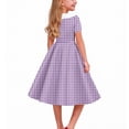 thumbnail image 7 of Vornjynx Midi Dresses for Kids Girls Plaid Printed Button-Up Collar V Neck Summer Wedding Trendy Dress Purple Size 8, 7 of 7