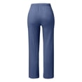 thumbnail image 5 of MAIHAN Women's Casual Cotton Linen Pants Fashion Drawstring Lightweight Summer Relax Fit Straight Leg Lounge Trouser(Blue,XXXL), 5 of 5