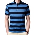 thumbnail image 1 of Polo de algodón a rayas para hombre, camiseta informal de alta elasticidad para interior y exterior-xinhan, 1 of 5