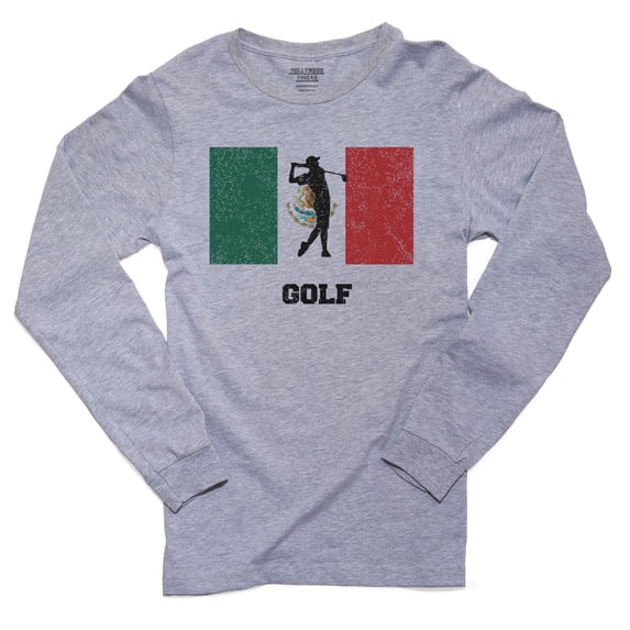 Mexico Olympic - Golf - Flag - Silhouette Men's Long Sleeve Grey T-Shirt