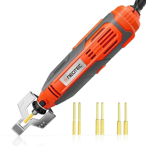 NEOTEC 6 PCS Adjustable Electric Cordless Chainsaw Sharpener, 5-Speed 5000-30000 RPM, Titanium-Plated Diamond Bits, 3 File Size Diamond Sharpening Wheels for All Chainsaw