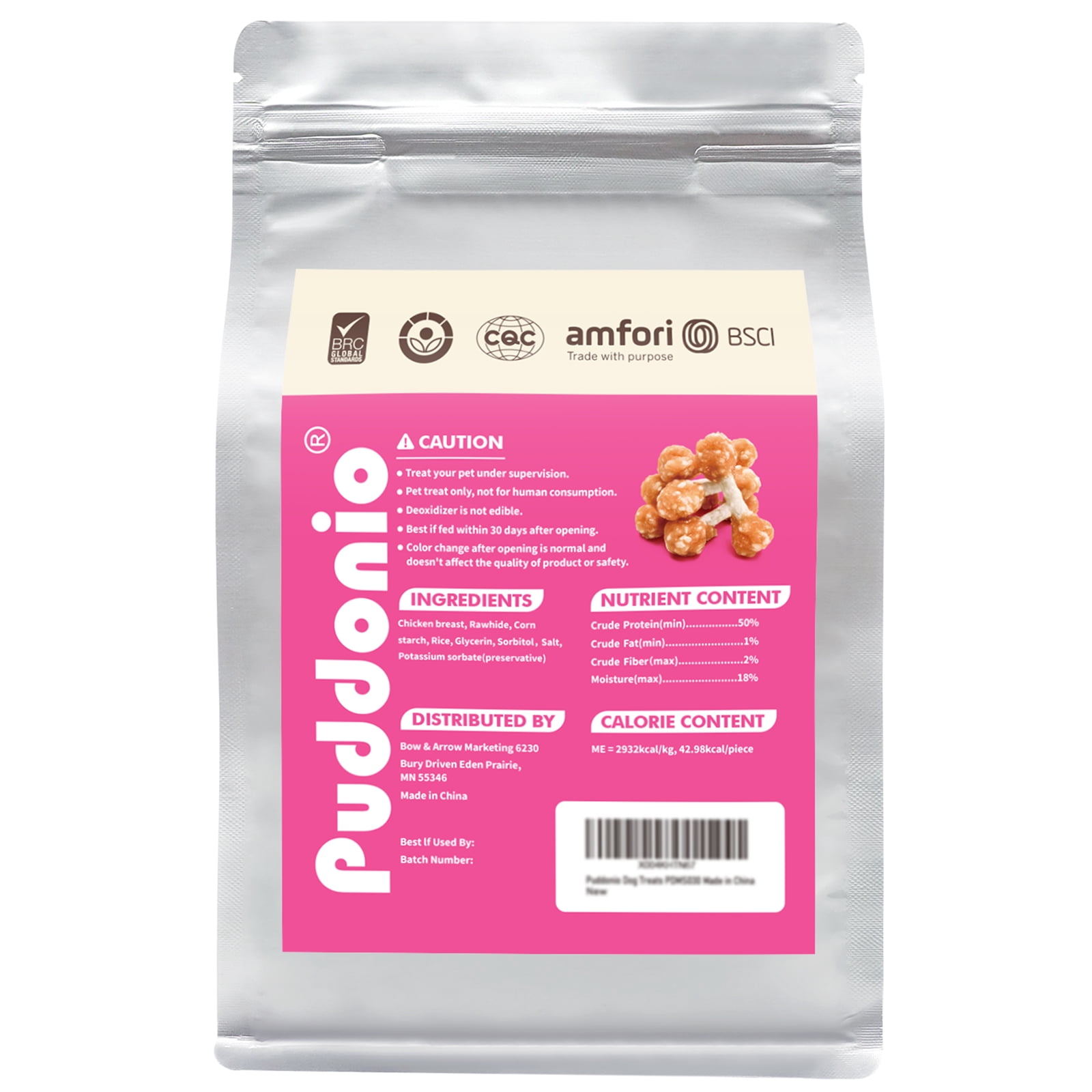 Puddonio Chicken, Rice with Rawhide Dumbbell Dog Treats, 16 oz