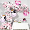 thumbnail image 2 of Decoraciones de fiesta de vaca, 130 piezas, kit de guirnalda de globos de animales de granja con globos con estampado de vaca, globos de látex blanco rosa bebé para fiesta de cumpleaños de niñas, 2 of 5