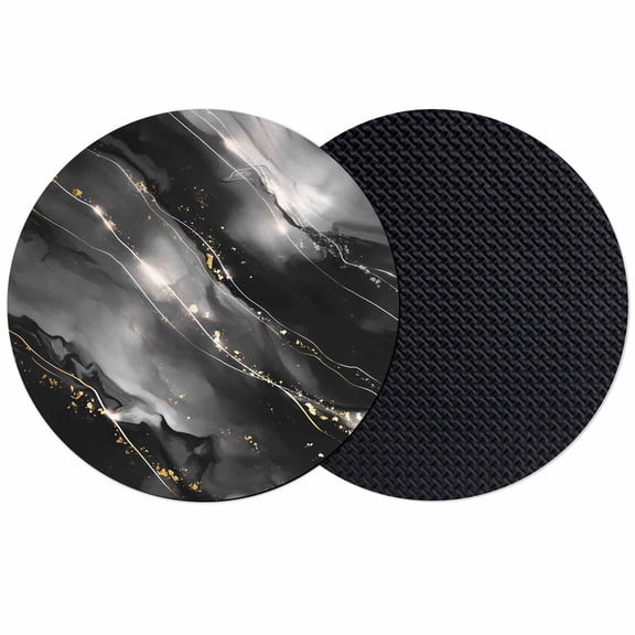 Blake Gray Marble Coasters Set of 2, Modern Abstract Art Marble Crack Absorbent Coasters for Drinks, Coaster for Bar Office Dining Coffee Table Accessories Decor, Non Slip Round Desk Coaster
