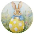 thumbnail image 2 of Round Placemats Plate Mats 15 Inch Non-Slip Heat Resistant Washable PVC Set Table Decoration for Kitchen Dining Rabbit and Yellow Easter Eggs, 2 of 6