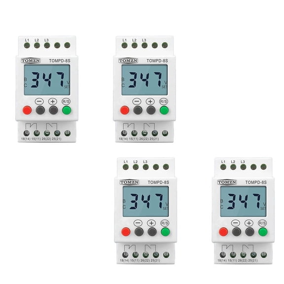 4X 3 Phase Din Rail Adjustable Under Over Voltage Protector Voltage Monitoring Sequence Protection Relay