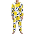 thumbnail image 3 of Fotbe Tropical Lemon Pijama de Hombre con Estampado de Manga Larga, Conjunto de 2 Piezas, Ropa de Dormir Suave y Cómoda con Bolsillos-Large, 3 of 7