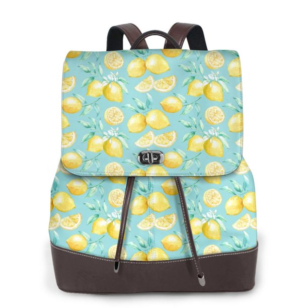 Fotbe Yellow Lemon Mochila Bolso con Estampado para Mujer, Mochila Antirrobo de Nylon Impermeable, Bolsa Ligera de Hombro