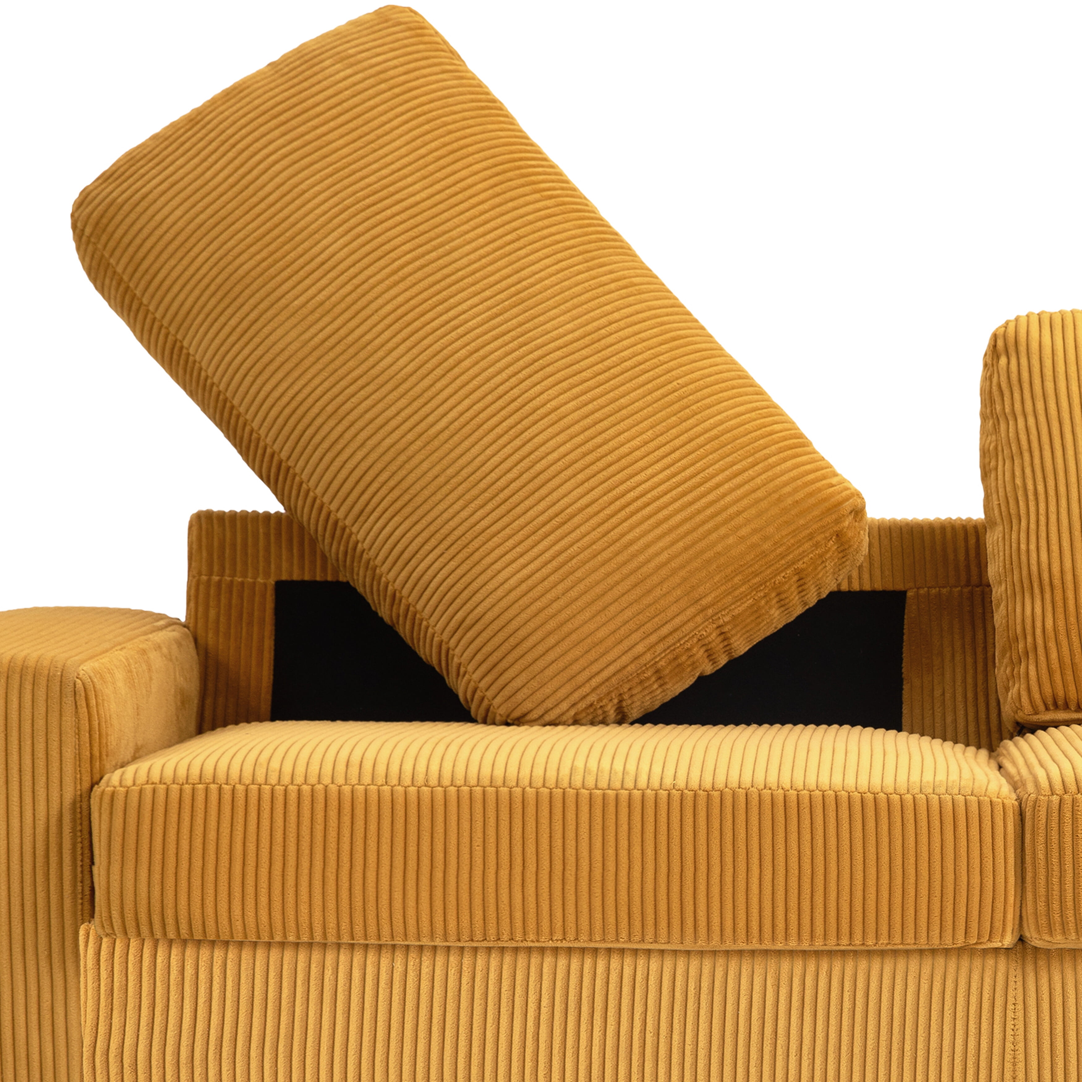UIXE 80 Inch Loveseat Sofa Couch, Modern Comfy Upholstered 3-Seater Couches for Living Room, Wide Track Armrest Sofa Luxury Solid Wood Indoor Furniture, Corduroy Yellow