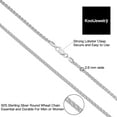 thumbnail image 3 of KoolJewelry 925 Sterling Silver Round Wheat Chain Necklace (2.6 mm, 36 inch) | Made in Italy, 3 of 6