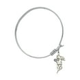 thumbnail image 2 of 6 1/4 inch Round Eye Hook Bangle Bracelet w/ Guardian Angel medal charm w/ May Green Swarovski Crystal, 2 of 3
