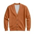 thumbnail image 7 of QHRMKOG Cardigan Men Loose Fit Long Sleeve V Neck Cardigan Sweater Casual Solid Color Button Up Cardigan Autumn Warm Knited Sweaters Orange M, 7 of 7