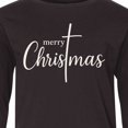 thumbnail image 4 of Inktastic Merry Christmas Cross Holiday Glow Long Sleeve Youth T-Shirt, 4 of 5