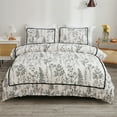 thumbnail image 1 of Move Over White Black Plants Bedding Sets Queen Black Mini Pom Poms Duvet Cover Set Ruched Floral Pattern Microfiber No Filling, 1 of 10
