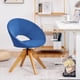 thumbnail image 2 of Costway Silla giratoria mid century, sillón moderno de tejido con patas de sólida madera de haya, asiento extra grande, respaldo redondo con mechones, 2 of 5