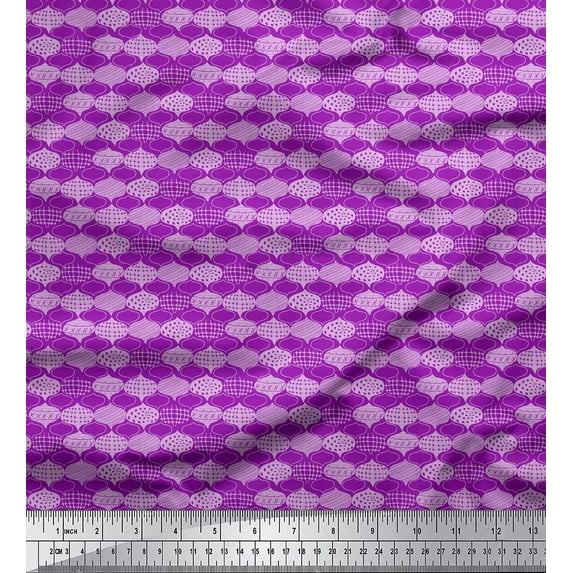 Soimoi Purple Cotton Poplin Fabric Moroccan Damask Print Fabric by the Yard 56 Inch Wide