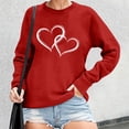 thumbnail image 2 of Tiweut Round Neck Sweatshirt for Women Oversized Valentine Heart Print Hoodless Sweatshirt Long Sleeve Pullover Blouse, 2 of 4