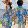 thumbnail image 2 of KUIFORTI His and Hers Summer Outfits Matching Hawaiian Outfits for Couples Tropical Floral Palm Leaf Washable Men’s Hawaiian Shirt with Soft Fabric for Romantic Date Gifts for Couples, 2 of 7